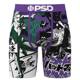 PSD Men's Boxer Briefs - Bat Joker Split, 7 Inch Inseam, Moisture-Wicking, 4-Way Stretch, Boxer Briefs for Men, Large