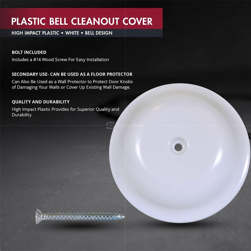 SUPPLY GIANT Bell Cleanout Cover, 7-1/4-Inch, Plastic, 7-1/4