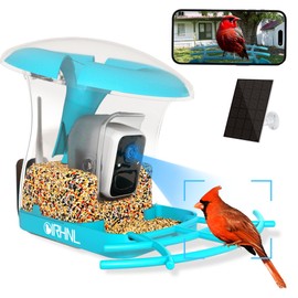 OIRHNL Smart Bird Feeder with Camera,Transparent,HD AI Identify Wild Bird Feeder Camera Solar Powered,-5000mAh&64G SD Card,Auto Capture Bird Videos & Instant Notifications