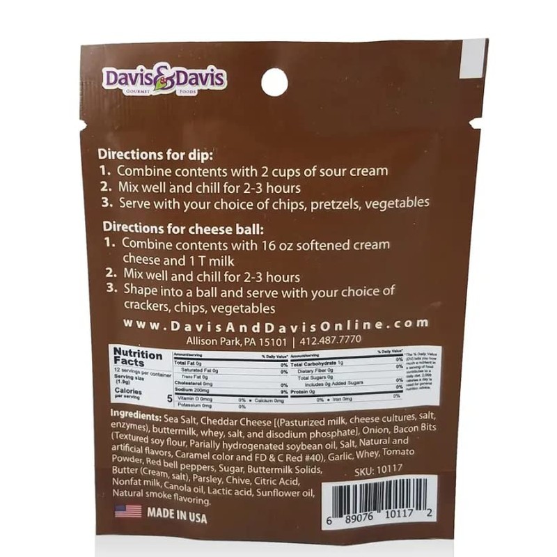 Davis and Davis Gourmet Foods Loaded Baked Potato Dip Dip