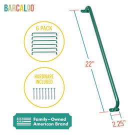 Barcaloo 22 Inch Indoor Monkey Bars for Backyard - Set of 6, Green Metal Monkey Bar Handles for Kids Indoor or Outrdoor for Backyard, Basement Ceiling, Playground Ladder
