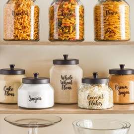 Talented Kitchen 135 Pantry & Kitchen Labels for Food Containers - Preprinted Black Cursive on Clear Backing - Easy Peel & Stick (Water Resistant)