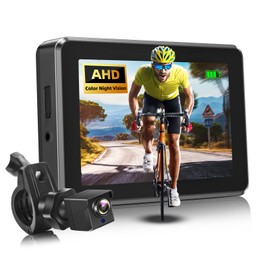 ATOVANKA Bicycle Rear View Camera with 4.3' HD Monitor, Color Night Vision and 110 Wide Angle View, Compatible with E-Bike, Mountain and Road Bikes