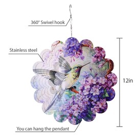 Hummingbird Metal Wind Spinners - Hummingbird Gifts for Women Mom Grandma Wife, Hanging Animations Wind Spinner for Outdoor & Indoor Decorations, 12 inch for Ornament Gifts