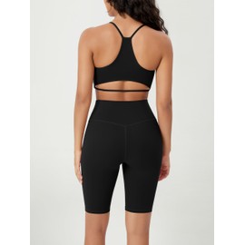 ODODOS Yoga Shorts for Women 10" High Waist Buttery Soft Lounge Biker Shorts, Black, Medium