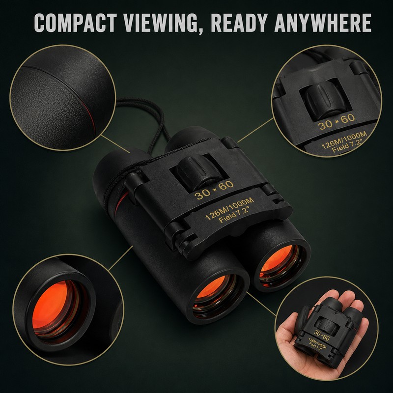 30x60 Compact Binoculars for Outdoor Viewing - HD Mini Telescope