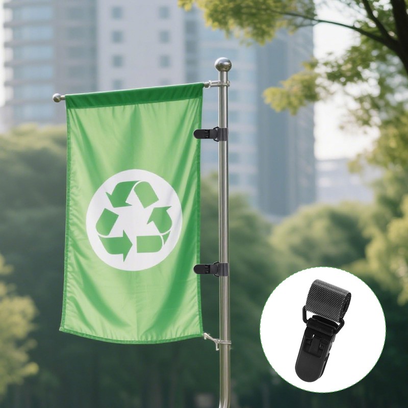 lasuroa 10pcs Garden Flag Clips & Stoppers, Plastic Windproof Stand
