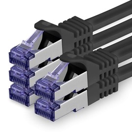 1aTTack.de 5x 0.25 M CAT7 Netzwerkkabel - 10 Gigabit - RJ45 Patchkabel Ethernet Kabel (SFTP PIMF LSZH CU) - für DSL LAN Switch Modem Router Patchpanel CAT7 CAT6 CAT5 - schwarz