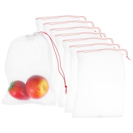 uxcell 10Pcs Mesh Net, Fruit Protection Bags 27.6x18.9 Inch 40D Green Fruit Cover Mesh Bag for Plant Fruit Flower Vegetable, White
