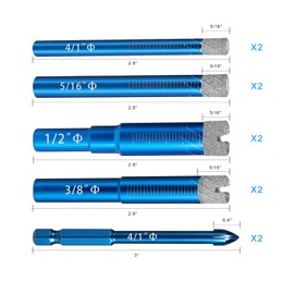 Diamond Drill Bits Set 8PC and 2PC 4-Edge Cross Drill for Versatile Ceramic Drill bit Granite, Hard Tiles Marble, Masonry, Concrete, Glass, Dry Precise Drilling