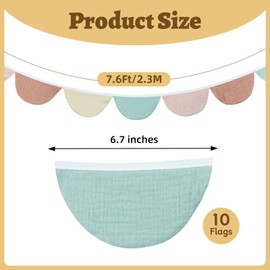 Remagr Nursery Pennant Banner Flags - Scallop Garland Triangle Bunting Flag Boho Fabric Banner for Nursery Decor, Baby Shower, Birthday, Wedding, Party, 7.6ft