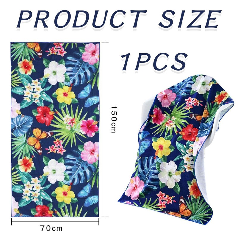 1 Printed Beach Towel, Microfiber Beach Towel, Absorbent And Quick-Drying