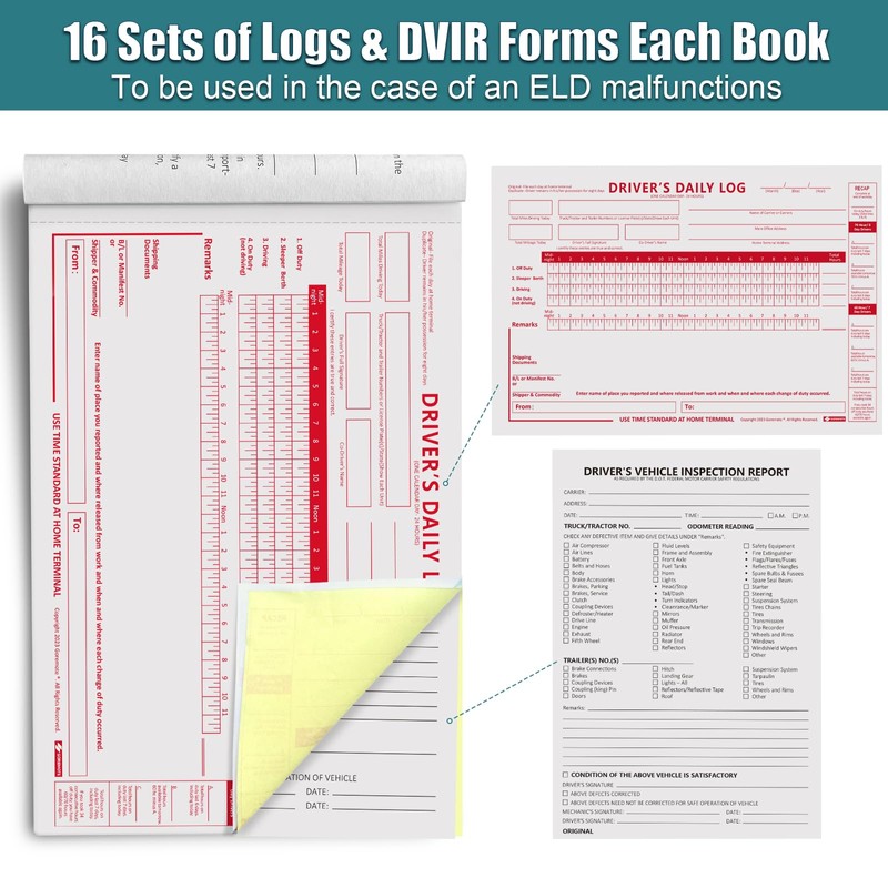 ELD Backup Driver Log Book with Detailed Drivers Vehicle Inspection