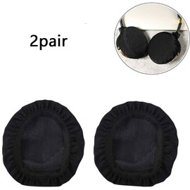 2 Pairs Headphone Covers,Stretchable Knit Fabric Earcup Earpad,Reusable Headphone Sweat Covers Washable and Stretchable Stretchable Fits 3.54"-4.13" Headsets 9-10.5cm(Black)