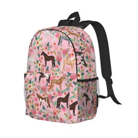 exroozy Pink Horse Backpack for Boys Girls Flowers School Bags Cute Animals Shoulder Bags Travel Backpack Horse Print Bookbag 15 inch Gift for Kids Toddler