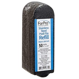 ForPro Professional Collection Recambio de archivo Pedi de acero inoxidable, grano 100, negro, almohadillas de repuesto para pedicura EZ-Strip, 1.25 W