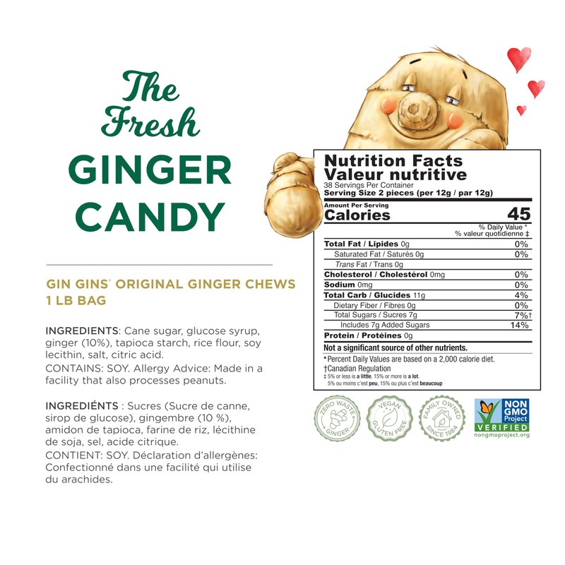 GIN GINS Original Ginger Chews – Natural Fresh Ginger Candy