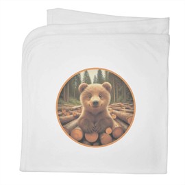 Azeeda 'Smiling Bear Cub' Cotton Baby Blanket/Shawl (BY00039768)