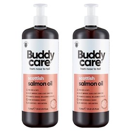 Buddycare Salmon Oil - 1L x2 - Natural Supplement for Dogs & Cats - Rich in Omega-3 Fatty Acids for a Healthy Coat and Skin