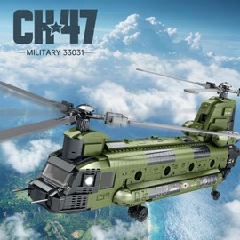 Reobrix CH-47 Helicopter Building Set, Military Helicopter Toy Aircraft Model Kit, Home Office Display or Collectible, Ideal Airplane Toy Gifts for Adults Boys Kids 33031