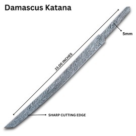 HAWK KNIVES Forged Damascus Steel Katana Sword Blade Blank Full Tang, DIY 23 inches Overall Damascus Sword Blank