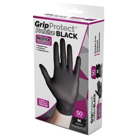 GripProtect® Precise Black Nitrile Exam Gloves | 4 Mil | Chemo-Rated | Food, Home, Hospital, Law Enforcement, Tattoo | (Medium, 50)