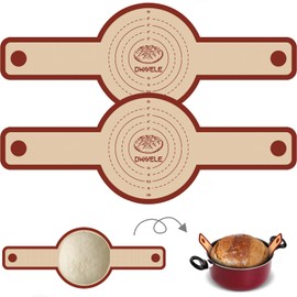 Sling de pan de silicona para horno holandés, antiadherente y fácil de limpiar, juego de alfombrillas para hornear pan, 2 unidades reutilizables con mango largo para transferir masa madre (rojo, 2