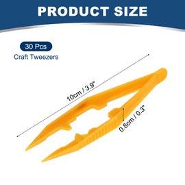 PATIKIL 30 Pcs Plastic Tweezers for Craft, 4" Small Plastic Bead Tweezer Bulk Disposable Craft Tools for DIY Crafts Beading Projects Jewelry Making DIY Supplies, Yellow