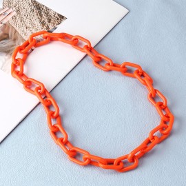Cool Long Acrylic Choker Necklace Colorful Paperclip Link Chain Thick Wide Minimalist Multicolor Chunky Chain Collar Necklace Punk Jewelry for Women-Orange