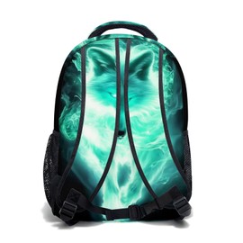 aportt Cool Cyan Wolf Backpack for Boys Girls Monster Animal Durable Casual Basic Kids Bookbag Black Blue Lightweight School Bag for Teens Students Travel Daypack