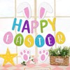 Comelodiant Happy Easter Banner Decorations Indoor Pre-assembled Bunny Banner for