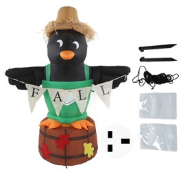 Inflatable Scarecrow Penguin Inflatable Harvest Festival Decoration with LED Light for Farm Courtyard 220‑240V Prise britannique