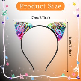 Cat Ears Headband, Glitter Cat Hair Hoops Cat Ears Headband Sequins Cat Ears, Cartoon Cat Headband, Headband Children for Women Girls Daily Wear