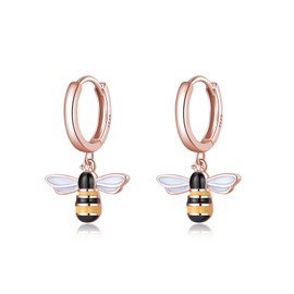 SLUYNZ Solid 925 Sterling Silver Bee Hoop Earrings for Women Teen Girls Cute Bee Huggie Earrings