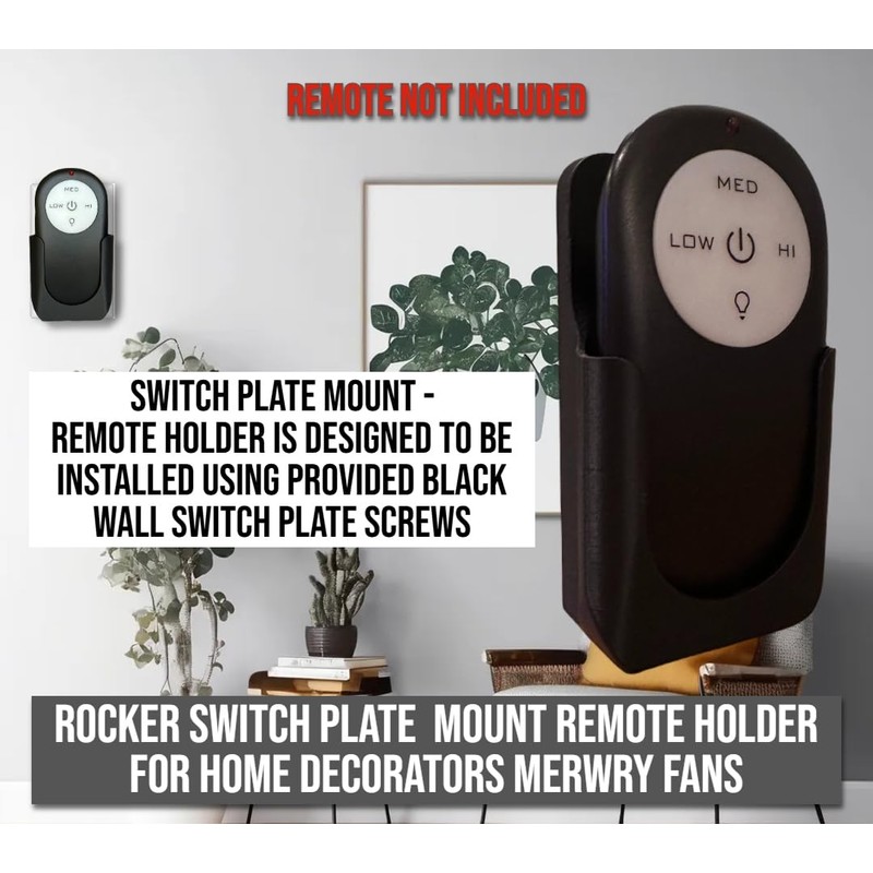 Wall Mount Remote Holder for Home Decorators Merwry Fan, Black,