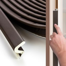 Tira de sello de puerta para burletas 6 metros, selladores de puerta en forma de V para espacios grandes, marrón