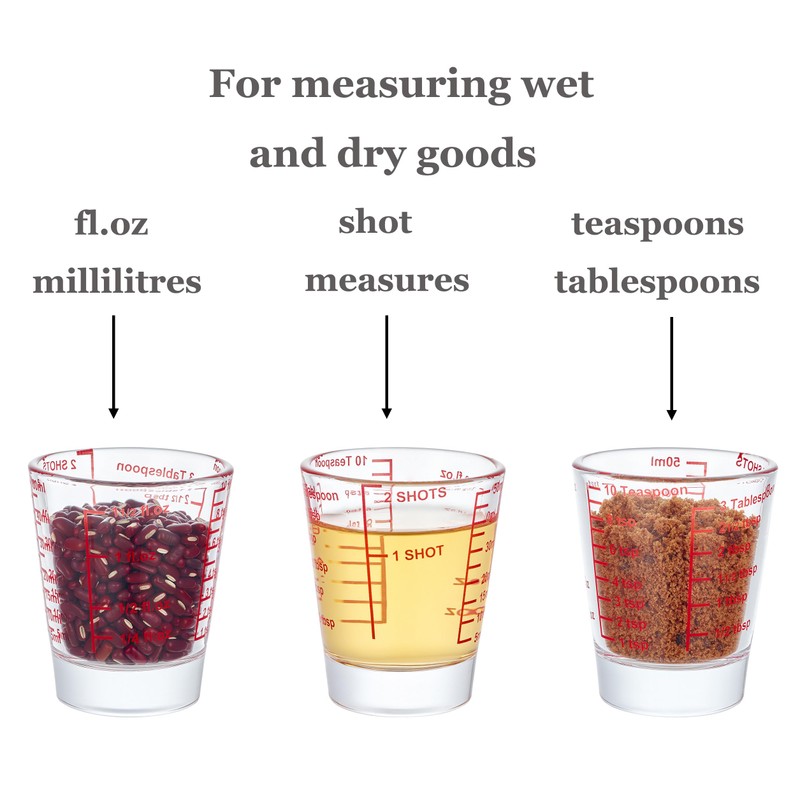 Ackers Mini Measure Heavy Glass, 32-Incremental Measurements Multi-Purpose Liquid and