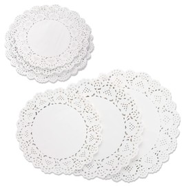 Sliverdew Sliverdew 90 Pieces Paper Doilies, 3 Sizes White Lace Paper Doilies Round Paper Doilies for Buffet Cake Fried Food Party Wedding Tableware Decoration