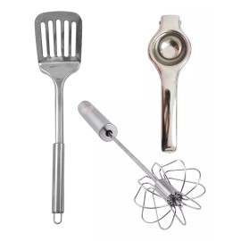 J.H. Company Set Exprimidor Espatula Batidor Acero Utensilio Para Cocina