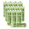 12 Packs AA 2400mAh High Capacity Rechargeable Batteries, 1.2V NiMH