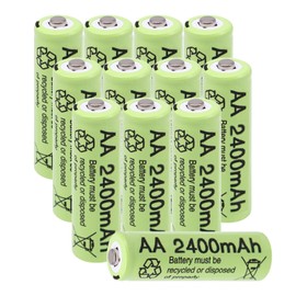 12 Packs AA 2400mAh High Capacity Rechargeable Batteries, 1.2V NiMH Low Self Discharge for Outdoor Solar Lights, Mouse, Keyboard, Microphones