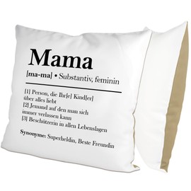 glitzertassen.de® | Mum Definition | Cushion with Saying | Gift | Mother's Day | Cushion with Print | Love | Decorative Cushion | Photo Cushion | Cuddly Cushion | White/Mocha