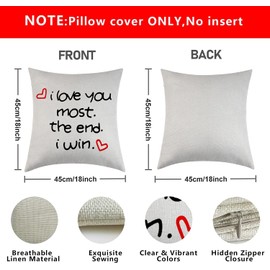 ZFENGYYUAN Couple's hugging pillowcase I Love You Most The End I Win Home Decor Linen Throw cushion cover Gifts For Boyfriend Girlfriend Husband Wife Valentine's Day Birthday 18x18inch
