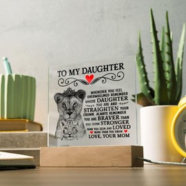 FG Family Gift Mall Birthday Gifts For Daughter, Daughter Gifts From Mom, Daughter Presents From Mom, Cool Gifts For Daughter, Mother Daughter Gift (LED Acrylic Square, Lion Crown)