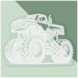 Small 100mm 'Monster Truck' Clear Static Window Cling Sticker/Decal (White) (WC00109278)