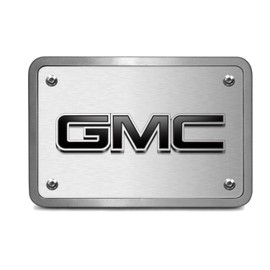 iPick Image Made for GMC 3D Logo in Black Inlay on Brush Billet Aluminum 2 inch Tow Hitch Cover