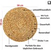 PECZEKO Set of 12 Round Seagrass Place Mats, Washable Place