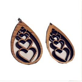 Featherweight Cherry Wood Heart Drop Earrings