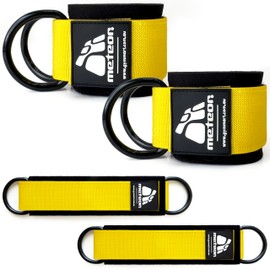 METEOR Ankle Strap Wrist Cuff for Cable Machine: Adjustable Gym Attachments for Kickback, Leg Extensions & Curls, Hip Abductors - Double D-Rings for Men & Women (1Pair)