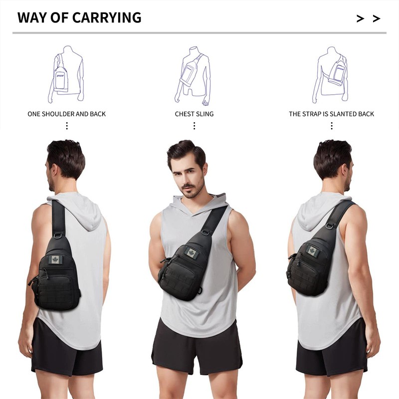 Tactical Sling Bag with Flag Patch - Military Backpack for